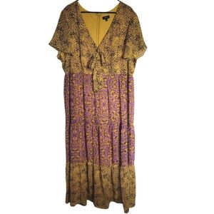 Cheztu Floral Animal Print Tiered Maxi Dress